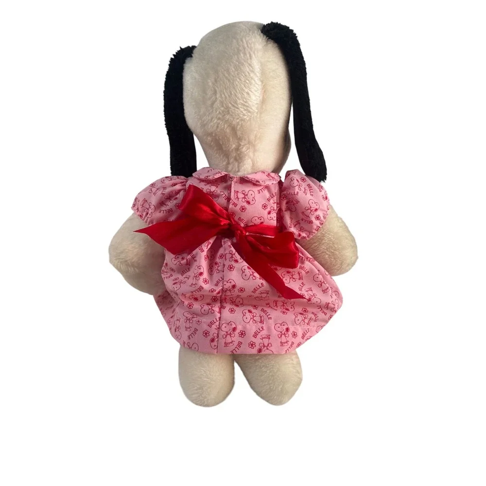 Peanuts Belle Plush Snoopy Sister Pink Dress Vintage Stuffed Animal Toy